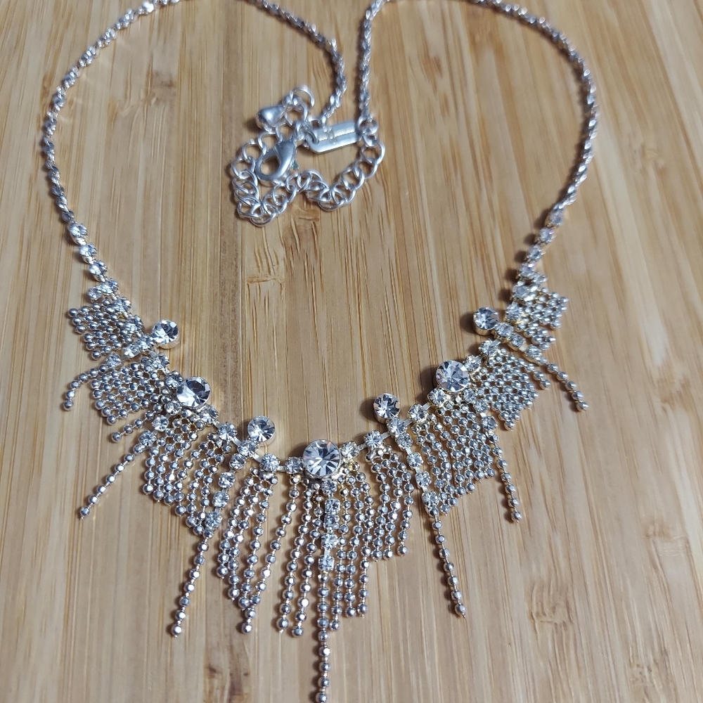 House of Harlow Silver Faceted Crystal Drop Necklace